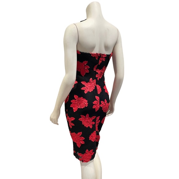 Mystic Floral Rose Appliqué Mesh Bodycon Dress - Picture 6 of 14